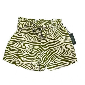 Stylish Zebra Print High-Waisted Shorts with‎ Tie Belt Summer Fashion F27